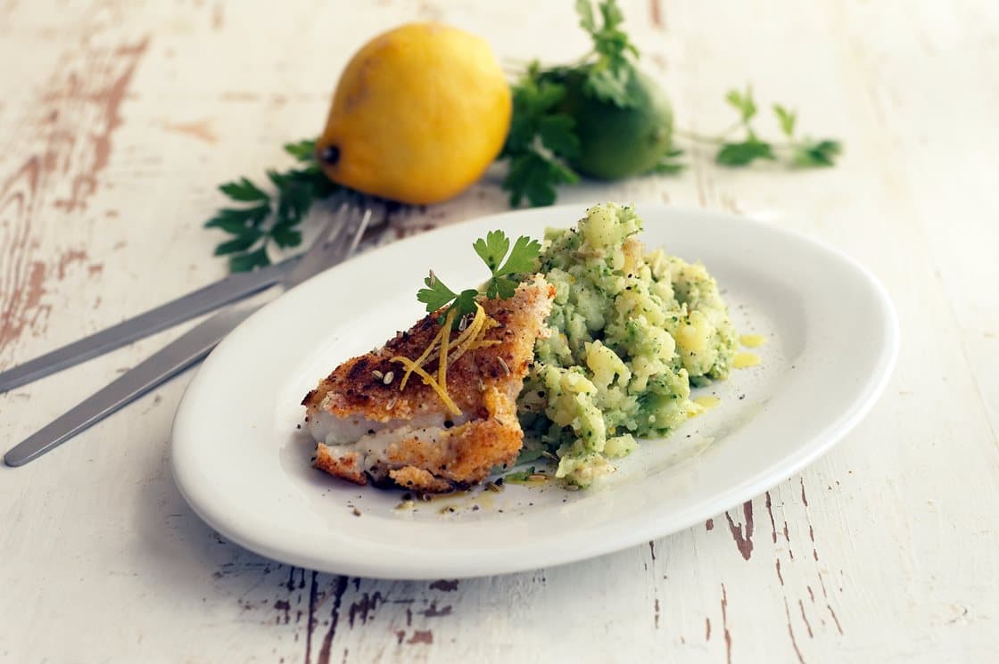 Sprød kuller med broccoli-kartoffelmos